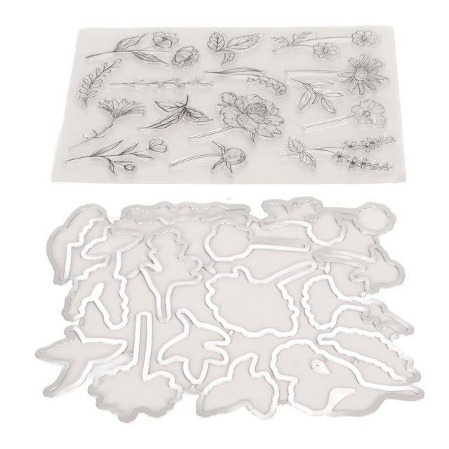 Sellos Transparentes De Hojas De Flores, Fondo De Hojas De Flores Retro, Sellos Transparentes TPR Reutilizables Para Suministros De álbumes De Recortes De Bricolaje, Tarjetas De Papel En Relieve, Deco