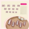 thumbnail image 3 of Uñas postizas cortas cuadradas de color rosa grisáceo con efecto ojo de gato brillante, reutilizables, con pegamento, juego de 24 piezas., 3 of 5