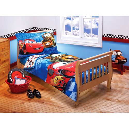 DISCONTINUED  Disney  Cars Racing Team 4Piece Toddler Bedding Set  Walmart.com