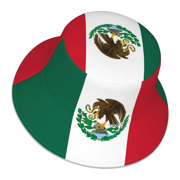 Mexico-Flag Bucket Hat Stripe Beach Fisherman Hats For Women Men Reversible Double-Side-Wear With Reflective