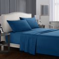 thumbnail image 2 of Soft Bed Sheets Set Bedspread Deep Pocket High Quality Bedding Set Blue QUEEN Size 4Pcs, 2 of 8