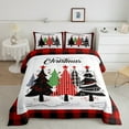 thumbnail image 2 of jejeloiu Christmas Tree Full Size Comforter Sets,Marry Xmas Bedding Comforter Set,Red Geometric Plaid Bedding Sets For Girl Boy,Ultra Soft Room Decoration Reversible,3pcs, 2 of 8