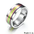 thumbnail image 6 of 8mm Men Spinner Band 316L Stainless Steel Rinbow/Blue/Black Silver Polished Ring, 6 of 9