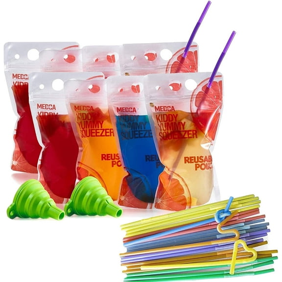 MEDca Reusable Drink Pouches 402 Piece Set 200 Drink and Food Storage Bags - Multicolor