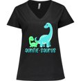 thumbnail image 3 of Inktastic Auntie-saurus Cute Brontosaurus Family Women's Plus Size V-Neck T-Shirt, 3 of 5