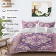 thumbnail image 4 of Purple Orange Boho Bedding 3 Piece Duvet Cover Set California King, Ethnic Geometric Middle Century Art Soft Microfiber Comforter Cover with Zipper Closure & Pillowcases, FadeResistant Quilt Cover, 4 of 9