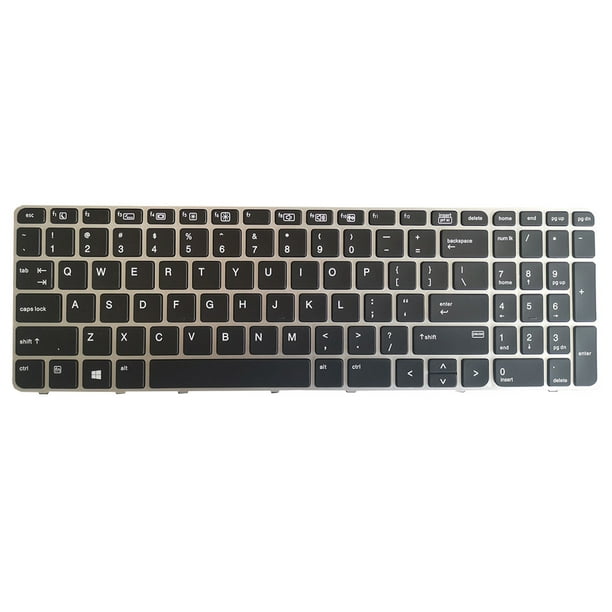 Reemplazo del teclado del ordenador portátil para HP EliteBook 755 G3 850 G4 Frame de plata no apunteado Teclado ultrafino PS / 2 Interfaz Negro Eigraketly EL006163-00B