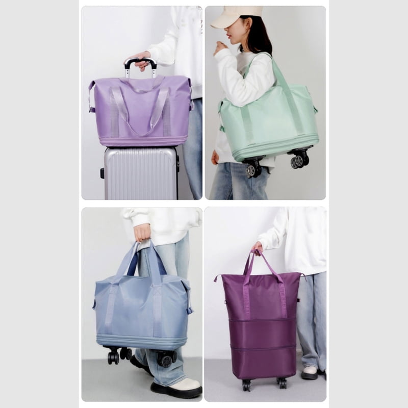 Large Capacity Expandable Travel Bag with Wheels Detachable Rolling Luggage Bag