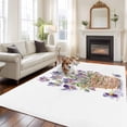 thumbnail image 2 of Large Area Rugs for Living Room Bedroom, Watercolor Purple Floral 8'x10' Rug Washable Carpet Runner Indoor Outdoor, Spring Flower Basket Botanical Non Slip Floor Mats Rug for Kitchen, Patio, 2 of 8