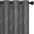 thumbnail image 2 of Deconovo Blackout Curtains, Silver Wave Line Print, Light Gray, 52W x 108L Inch, Thermal Insulated, Privacy Drapes for Bedroom, 2 Panels, 2 of 9
