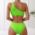 thumbnail image 4 of DISKEBUISS Women's One Pieces Swimsuit Ring Cut Out Front Cheeky Bathing Suit One Shoulder High Cut Swimwear S-XXL, 4 of 7