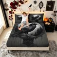thumbnail image 3 of Erosebridal Halloween Raven Queen Sheets, Gothic Branch Queen Sheet Sets, Black Gray, Black Reversible, 4-Piece, 1 Flat Sheet, 1 Fitted Sheet and 2 Pillowcases, 3 of 6