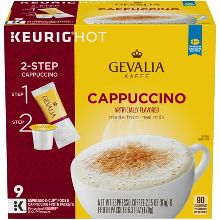 Gevalia Frothy 2-Step Cappuccino Espresso K-Cup® Coffee Pods & Froth Packets Kit, 9 ct Box