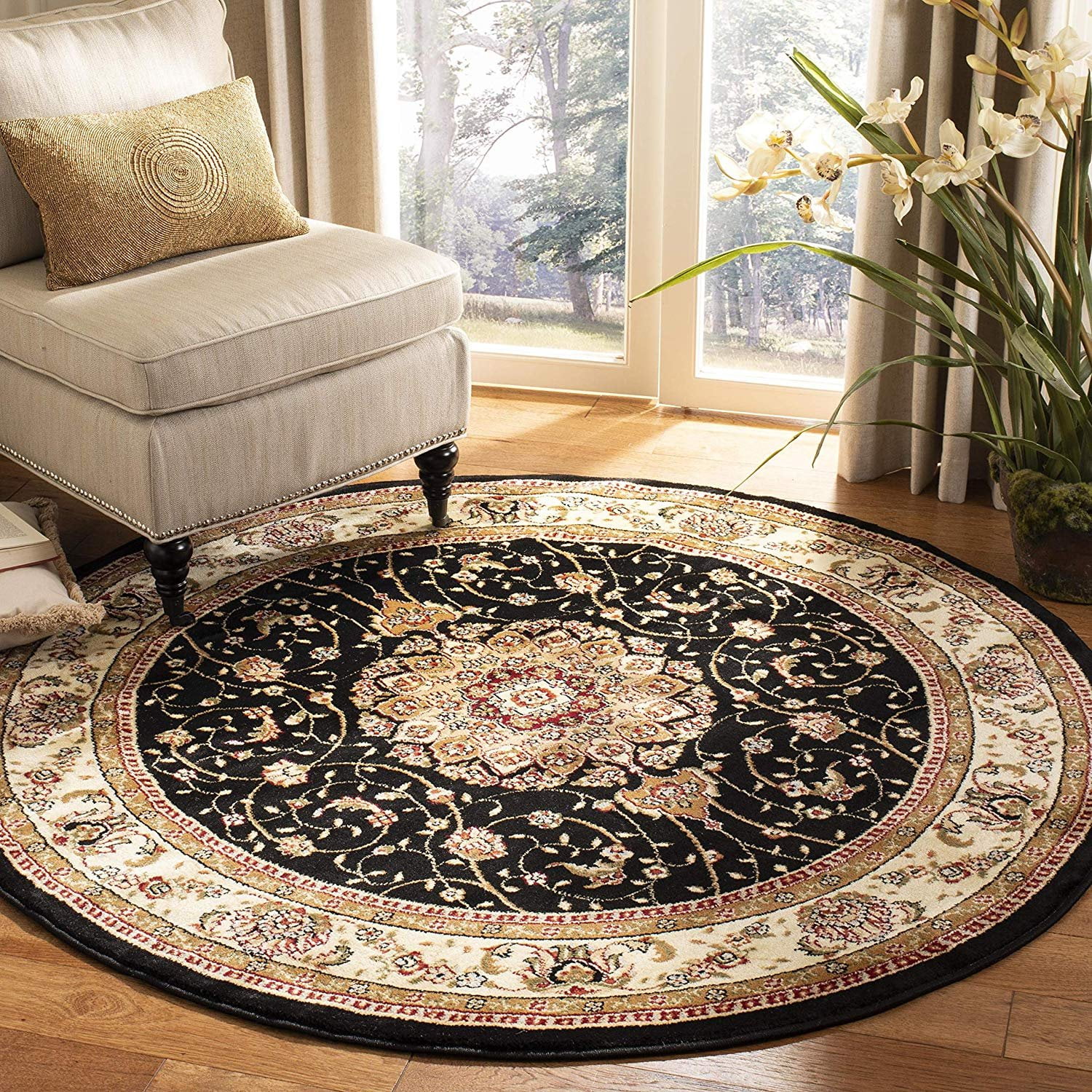 Safavieh Lyndhurst Collection LNH329A Traditional Medallion Black and