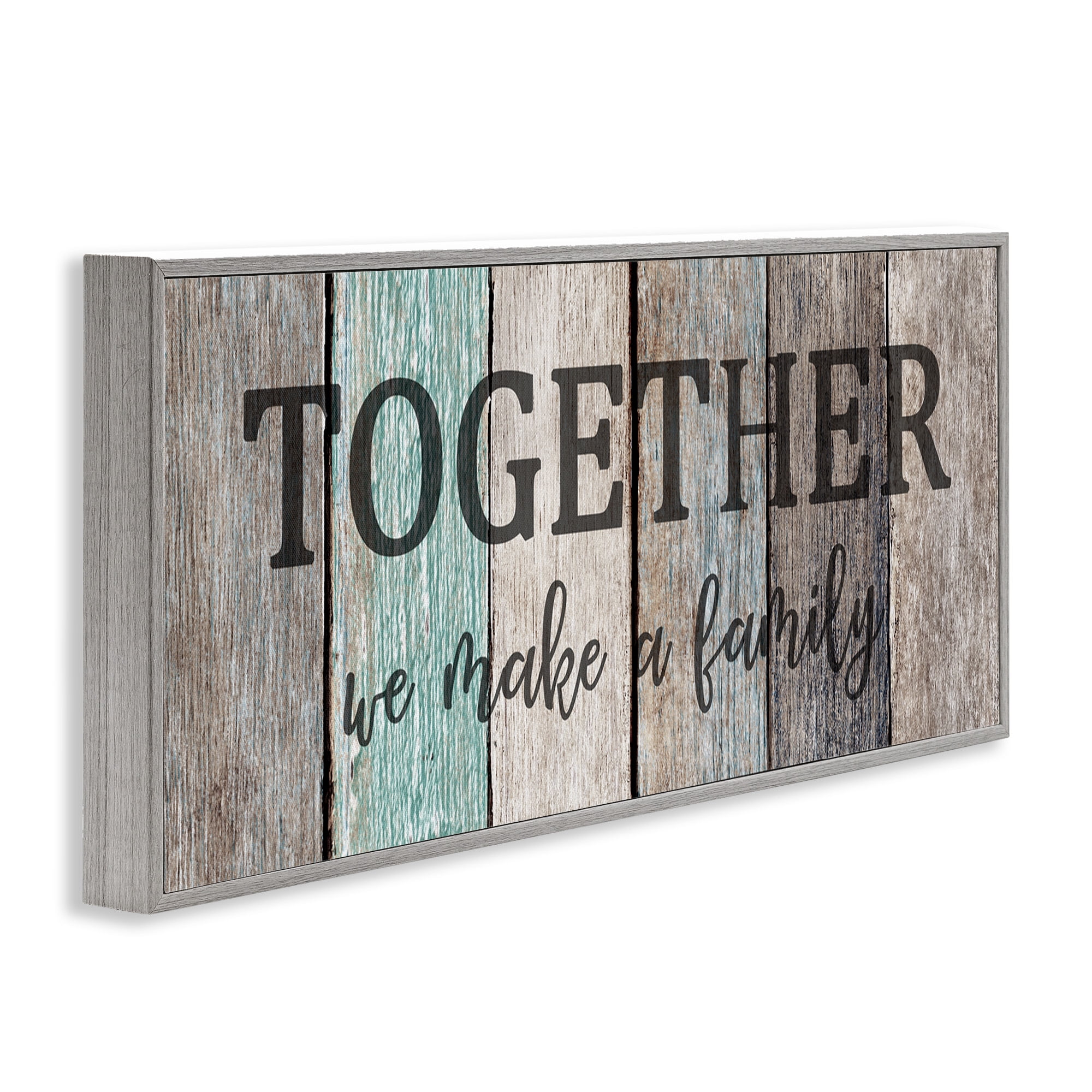 Stupell Industries Together We Make a Family Quote Inspirational Painting Gray Framed Art Print Wall Art, 24 x 10