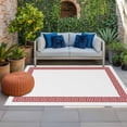 thumbnail image 3 of 3' x 5' Outdoor Rug, Red Geometric Outdoor Washable Rug Large Floor Carpet, Modern Key Greek Design Abstract Art Non Shedding Area Rug for Outside Patio RV Porch Deck Balcony Camping Living Room, 3 of 9