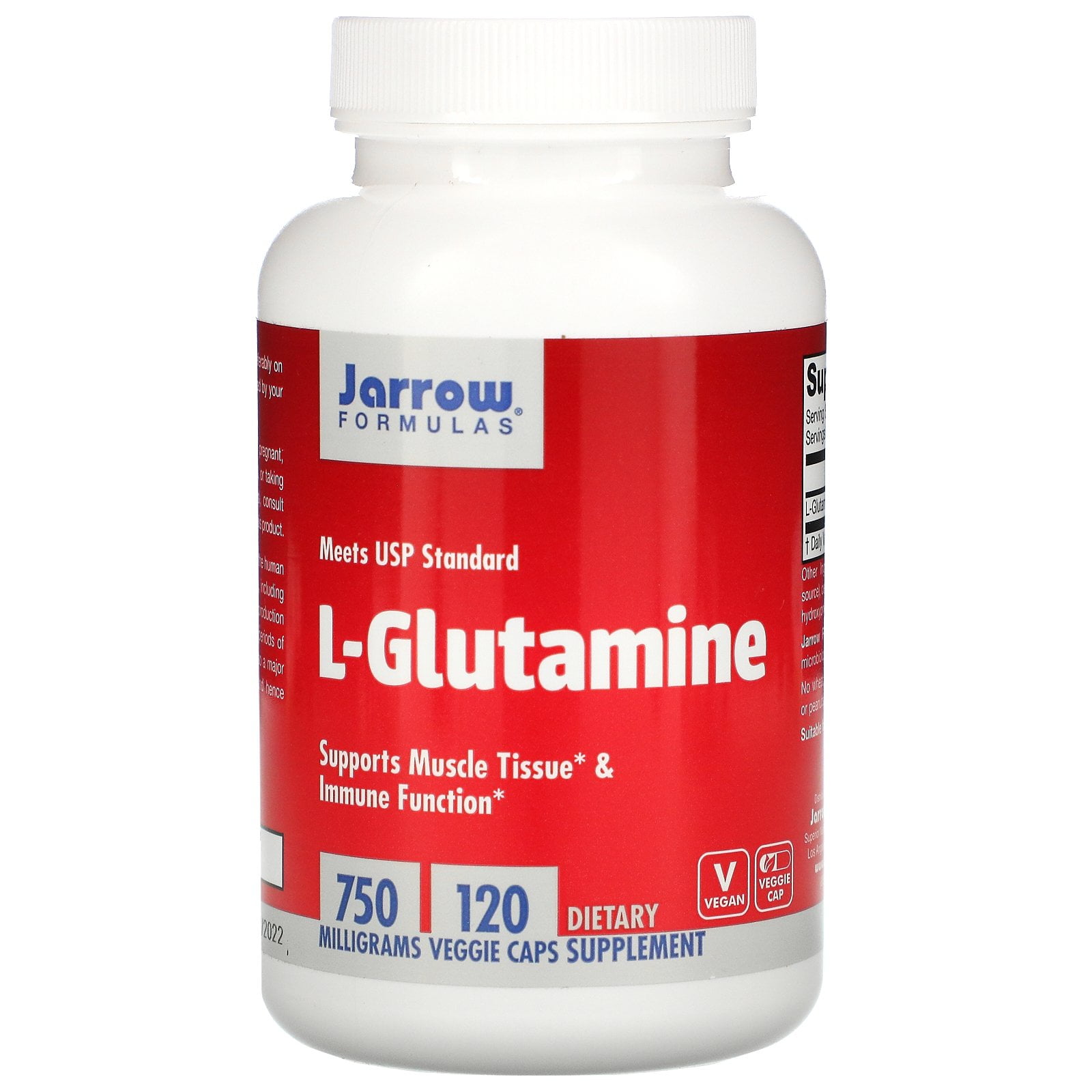 Jarrow Formulas LGlutamine 750 mg, Supports Muscle Tissue & Immune