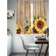 thumbnail image 4 of Pastoral Sunflower Sheer Curtains 63 inches Long 2 Panels Set Country Foral Vintage Board Background Sheer Window Curtain Rod Pocket Voile Drapes for Living Room/Bedroom, Each 52" W x 63" L, 4 of 7