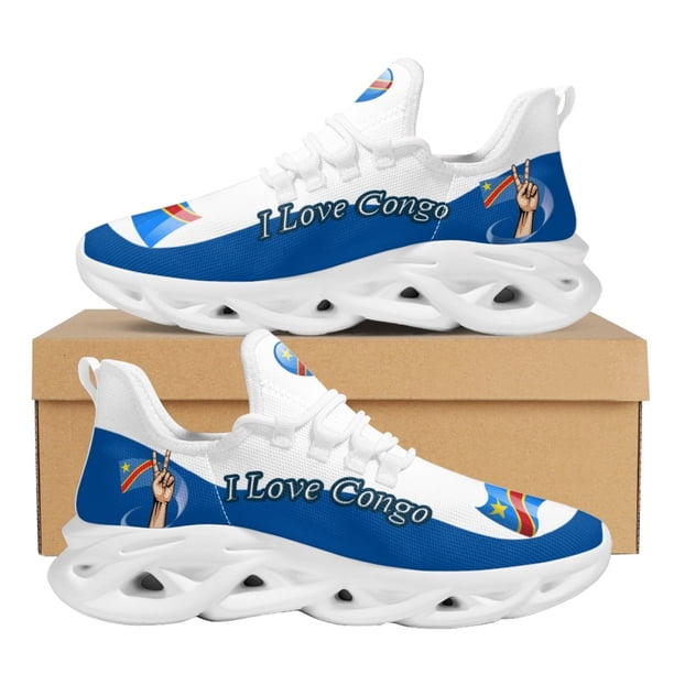 Zapatos planos de tendencia para mujer y hombre, diseño de bandera del Congo, informales, de malla transpirable, para mujer