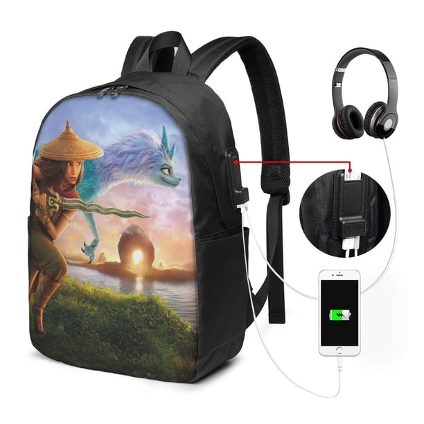Mochila de viaje para portátil Raya y el Último Dragón, resistente al agua y antirrobo, con puerto de carga USB, ideal para negocios, trabajo, universidad, etc., ideal como mochila informal.