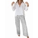 thumbnail image 2 of Conjunto de Dos Piezas para Mujer, con Estampado Geométrico, Pantalones de Cintura Alta y Camisa Sencilla. Gris XL, 2 of 7