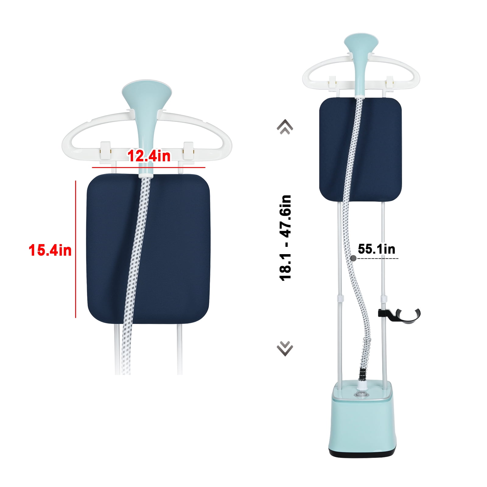 Advwin 2000W Standing Garment Steamer with 10 Steam Levels, 2.7L Tank for 90 Min Steam, Dual Rod Adjustable Height, Vertical & Flat Ironing with Accessories (Blue)