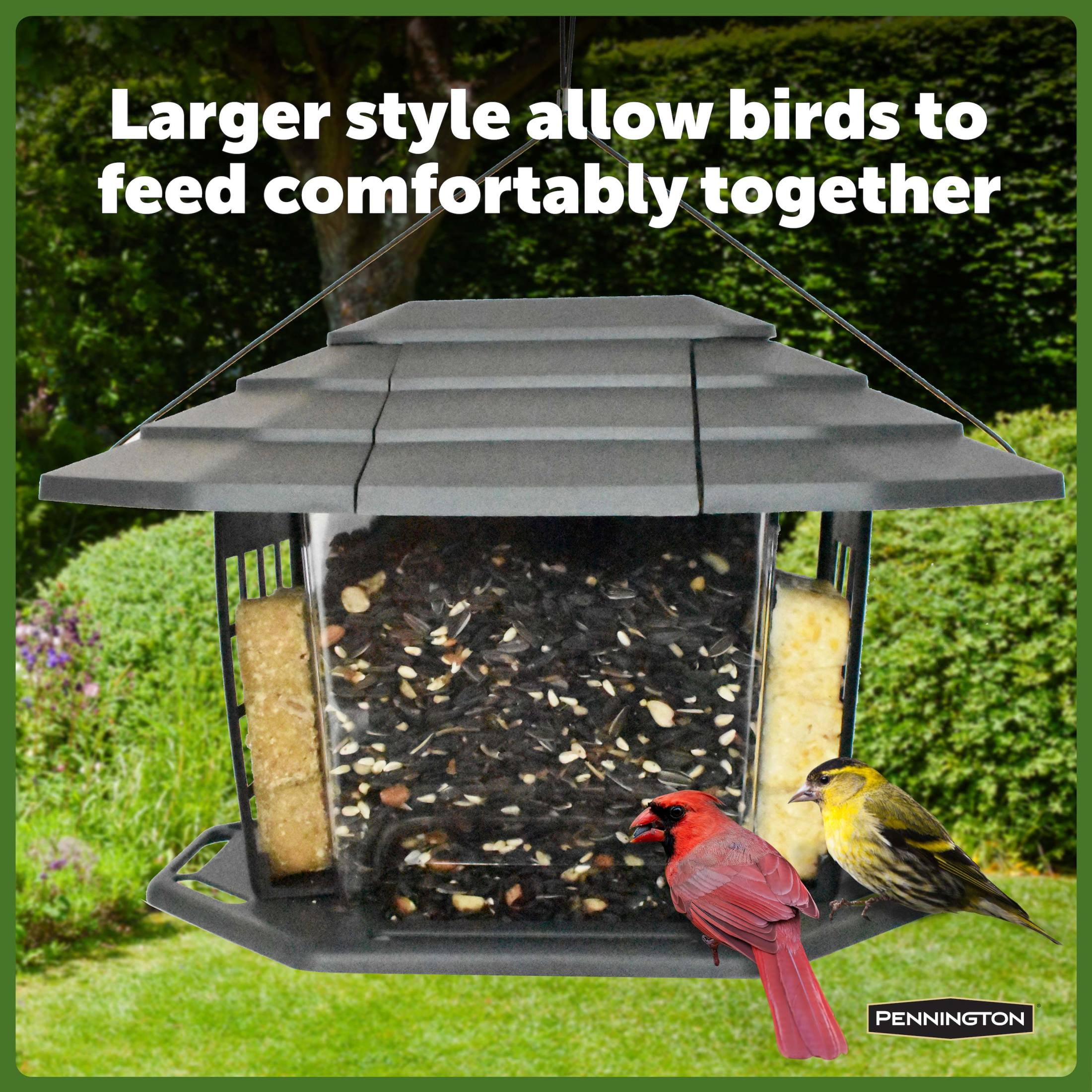 Pennington Earth Smart, Gray Recycled Resin EcoBistro Wild Bird Hopper Feeder 5 lb. Capacity, 2 Pack