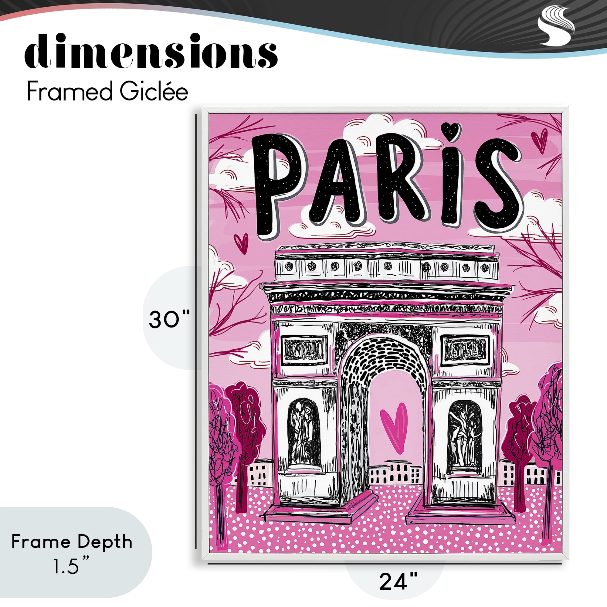 Stupell Industries Romantic Paris Arc de Triomphe White Framed Giclee Art, design by Jess Stempel