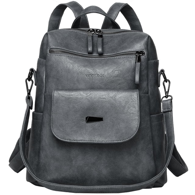 Mochila WYFJNX de piel sintética para mujer, azul y gris