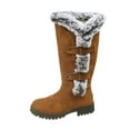 thumbnail image 2 of PiGOGI Women's Velvet Knee High Snow Boots with Faux Fur Lining Winter Warm Boots for Women Brown 40, 2 of 6