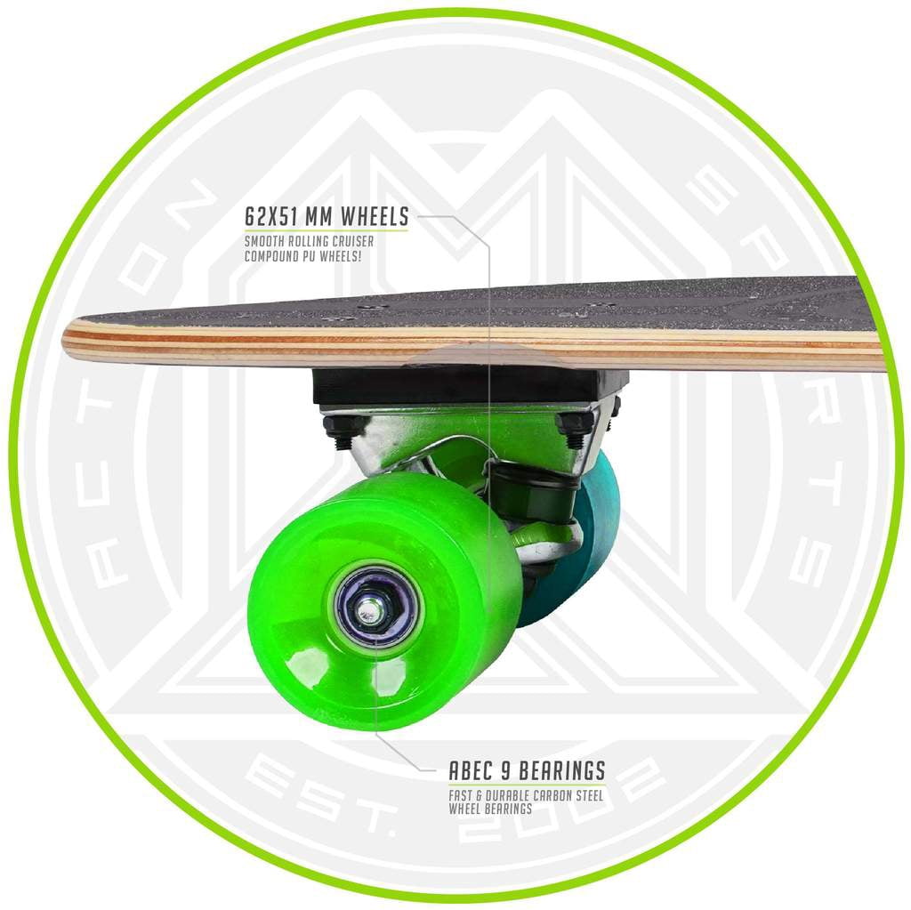 Madd Gear Complete Longboard 36 In. x 9 In. Sea Breeze, Suits Ages 5+, Max Rider Weight 220 lbs, 8 Ply Maple Deck Aluminum Trucks 62 mm Wheels ABEC-9 Bearings, Leading Action Sports Brand!