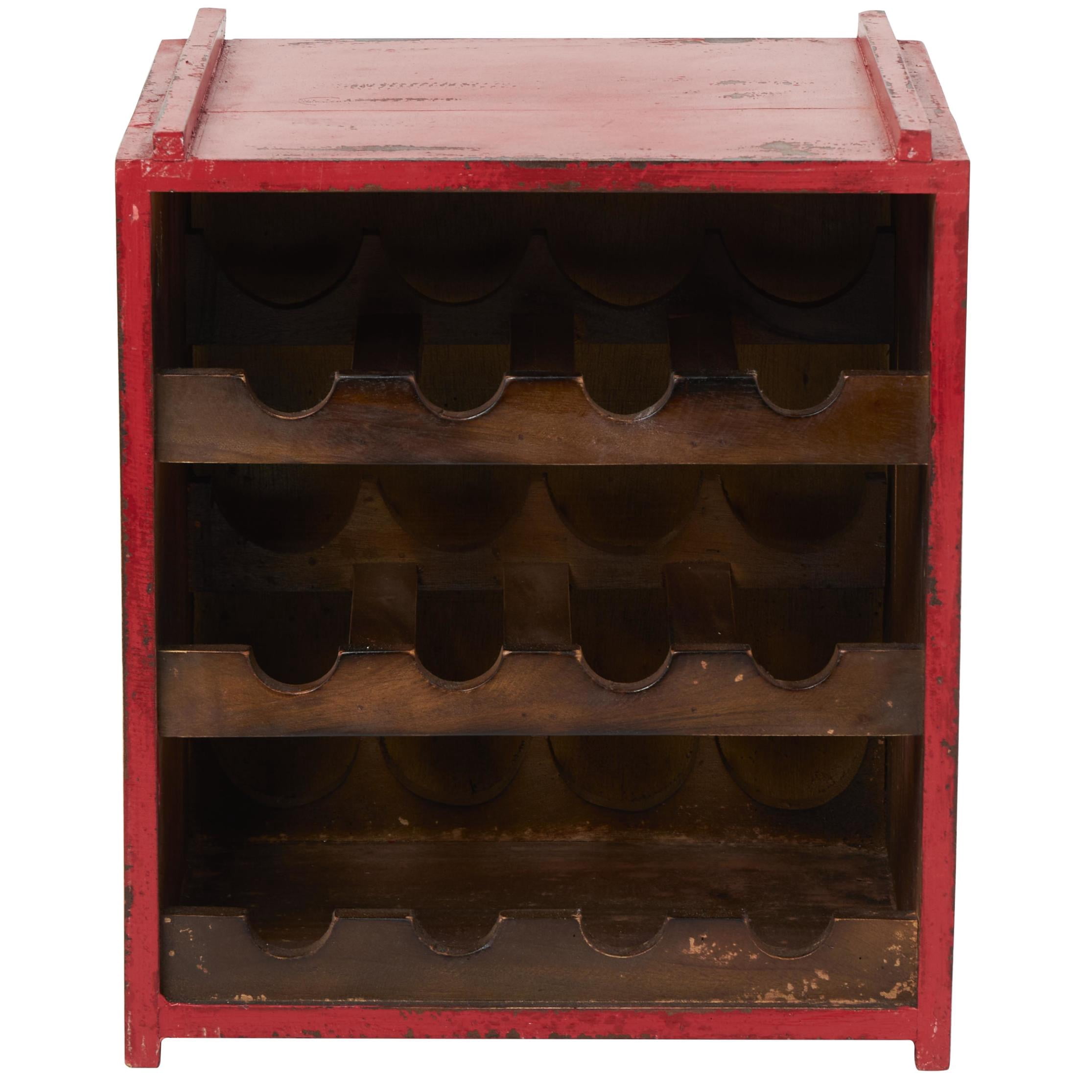 DecMode 14" x 16" Red Wood 12 Bottle Standing Wine Rack, 1-Piece