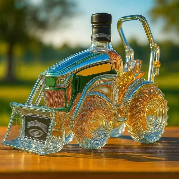 Whiskey Bottle Tractor Shaped 10oz Glass Decanter Creative Car Theme Empty Wine Bottles Hand Blown Liquor Storage Barware Home Bar Art Decor Gift(A)