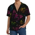 thumbnail image 3 of Daiia Butterfly Men's Linen Shirts Short Sleeve Casual Shirts Button Down Shirt for Men Beach Summer Wedding Shirt-Small, 3 of 7