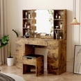 thumbnail image 1 of Coiffeuse Moderne avec Miroir Éclairé, Bureau de Toilette Style Ferme de 56 Pouces avec Station de Recharge et Tiroirs de Rangement, 1 of 7