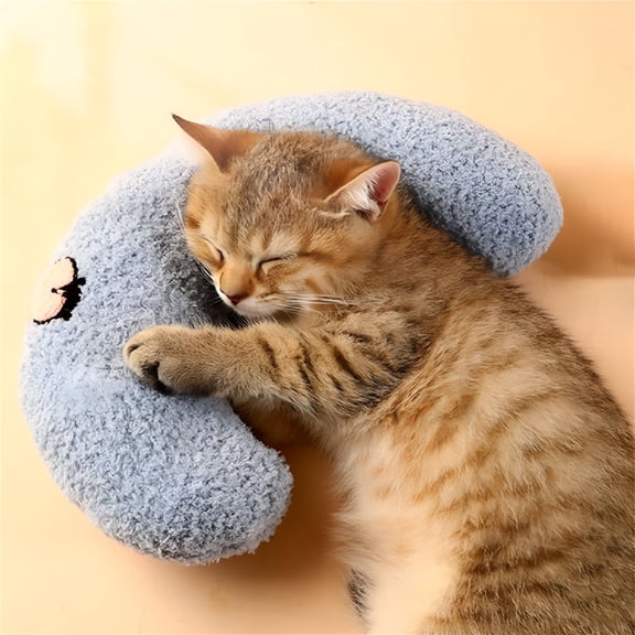 LAMIRO Little Pillow For Cats, Ultra Soft Pet Calming Toy Half Donut Cuddler Cat Cute Cozy Pillow Machine Washable
