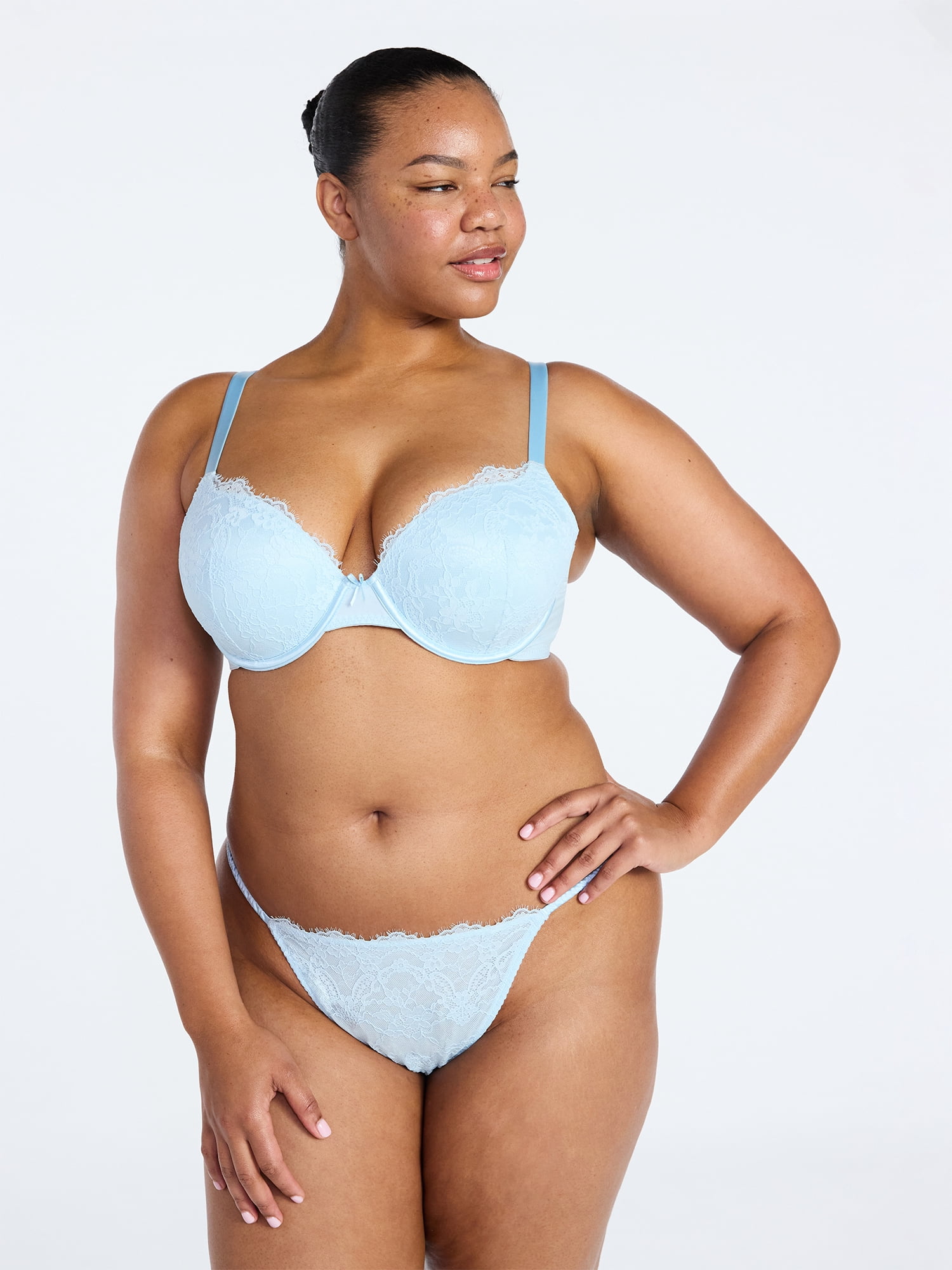 Joyspun Women's Bridal Lace and Satin Push Up Bra, Sizes XS-XXXL