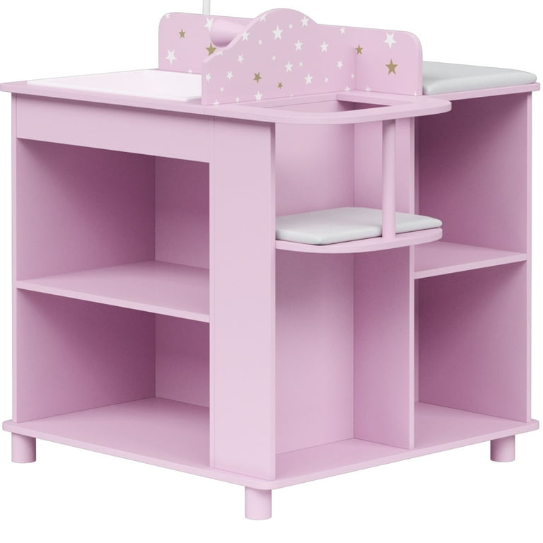 Olivia's Little World Wooden Doll Changing Station, Lilac/White