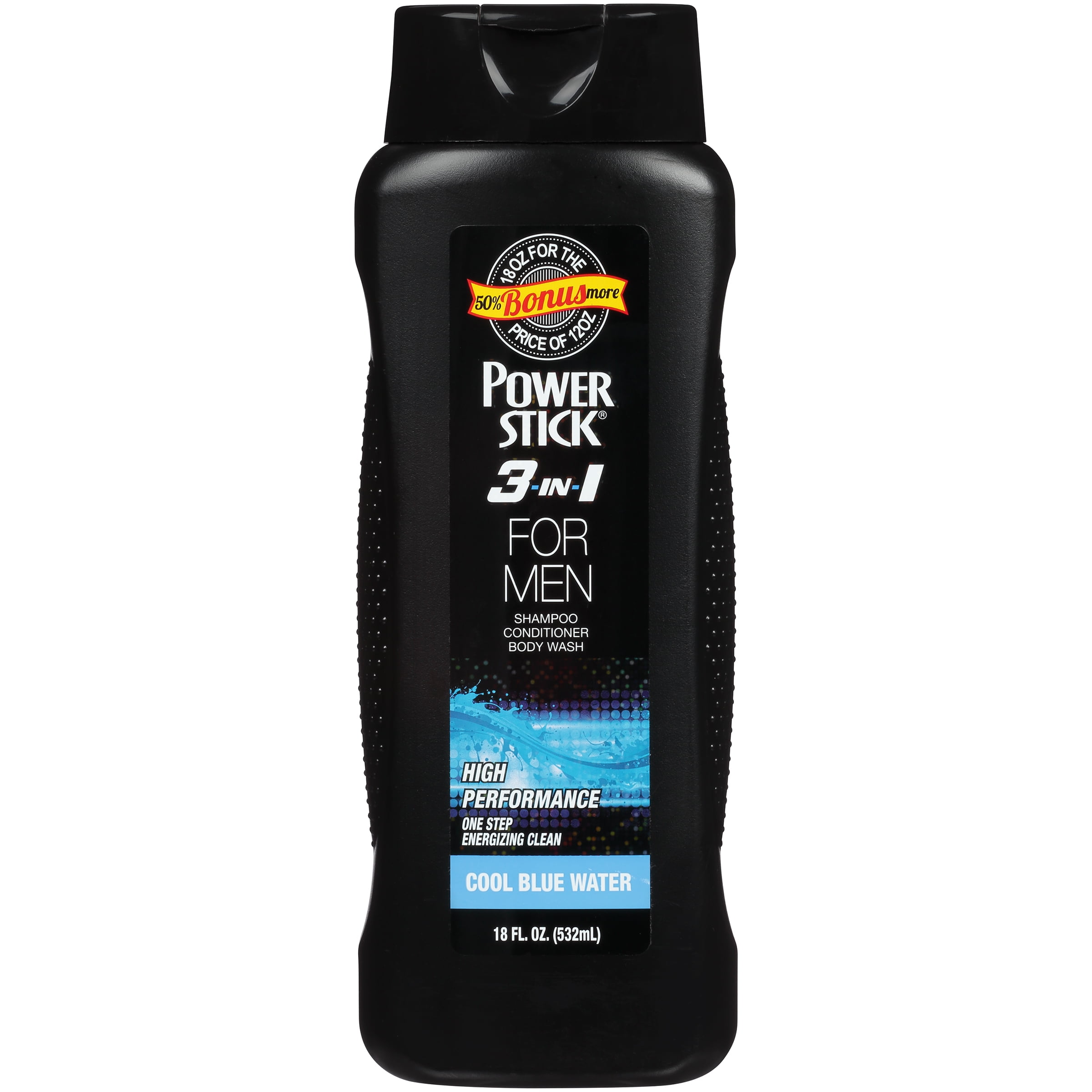 Power Stick Shower Gel 3in1 Body Wash, Shampoo, and Conditioner, Cool Blue Water, 18 fl oz