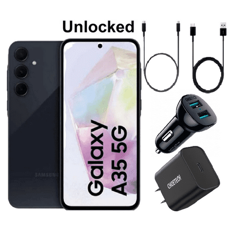 Samsung Galaxy A35 5G 128GB UNLOCKED Android Smartphone (Awesome Navy) – 6.6" Super AMOLED 120Hz Display, 50MP Camera, IP67 Water Resistant, Long Battery Life – Brand New   Free USB-C Cables,