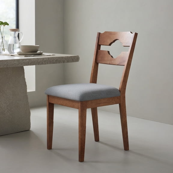 Barara King Dining Chairs,Restaurant Side Bistro Chair,Dining Chair Set of 2 Fabric Upholstered Kitchen Chairs with Padded Seat and High Back-Gray