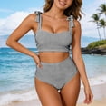 thumbnail image 2 of XIYON Womens Bikini Sets Tie Shoulder Bikini 2 Piece Striped Swimsuits High Waisted Bathing Beachwear Comfortable, 2 of 5
