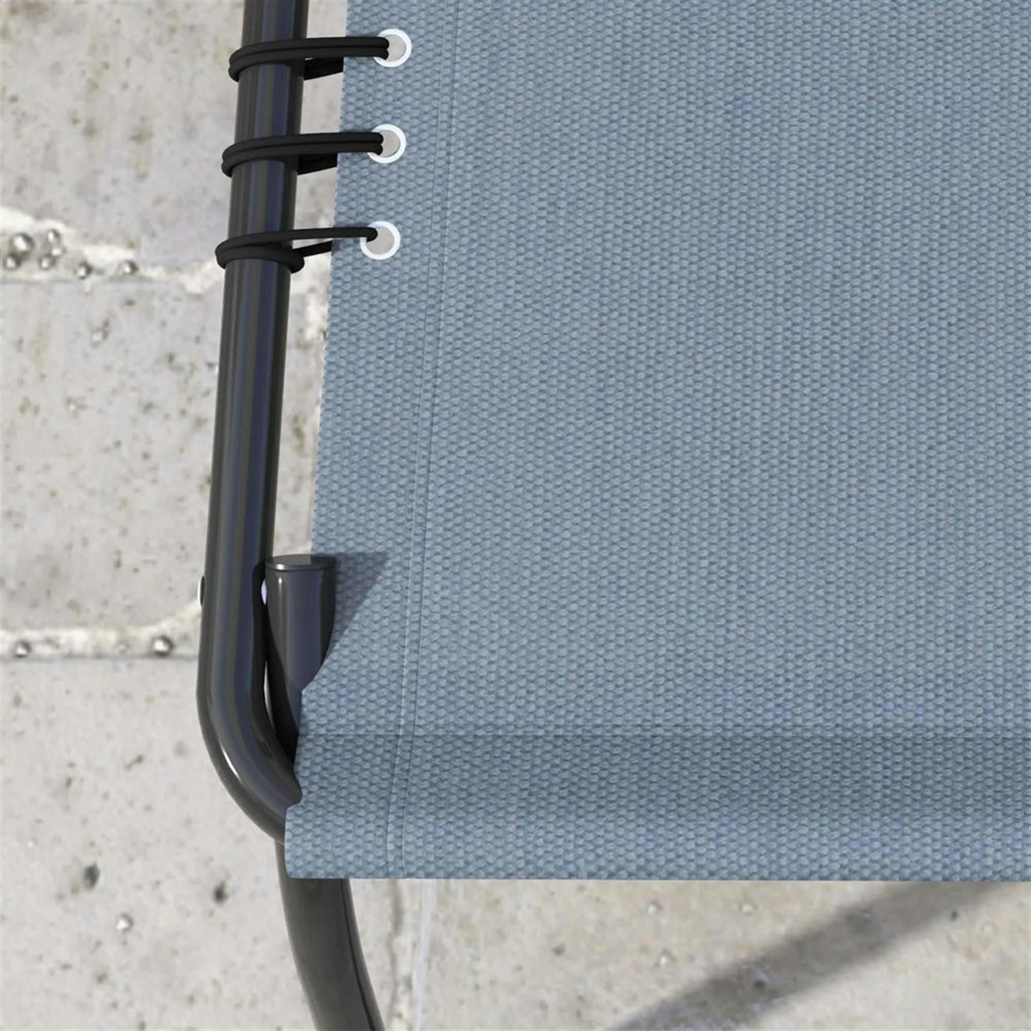 Demi Bonn Outdoor Folding Chaise Lounge Chairs Set of 2 with 4-Position Reclining Pillow-Back, Breathable Mesh Seat, Bungee for Pool, Beach, Patio, Gray