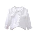 thumbnail image 4 of Dlentnea Kids Girls Cotton Shirts Blouse Button down Collar Classic Long Sleeve School Uniform Dress Shirt Tops, 4 of 6