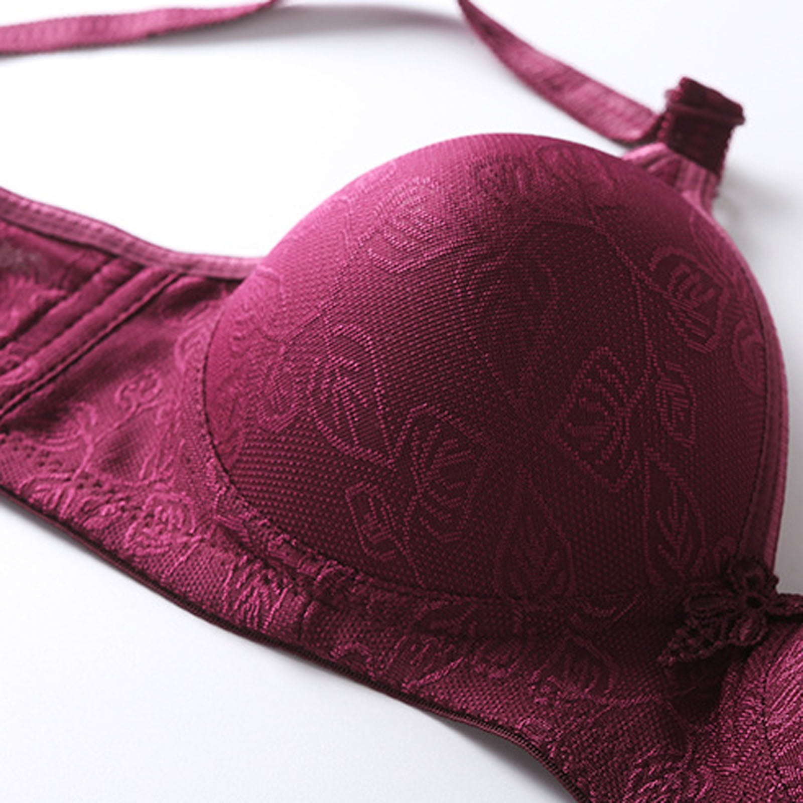 LFEOOST Wireless Bras for Women Fashion Plus Size Wire Free Comfortable Push Up Hollow Out Bra Underwear Wine L