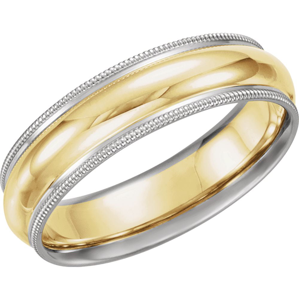 Two-Tone Stainless Steel & Gold-Tone Stainless Steel Miligrain 6mm Band Ring