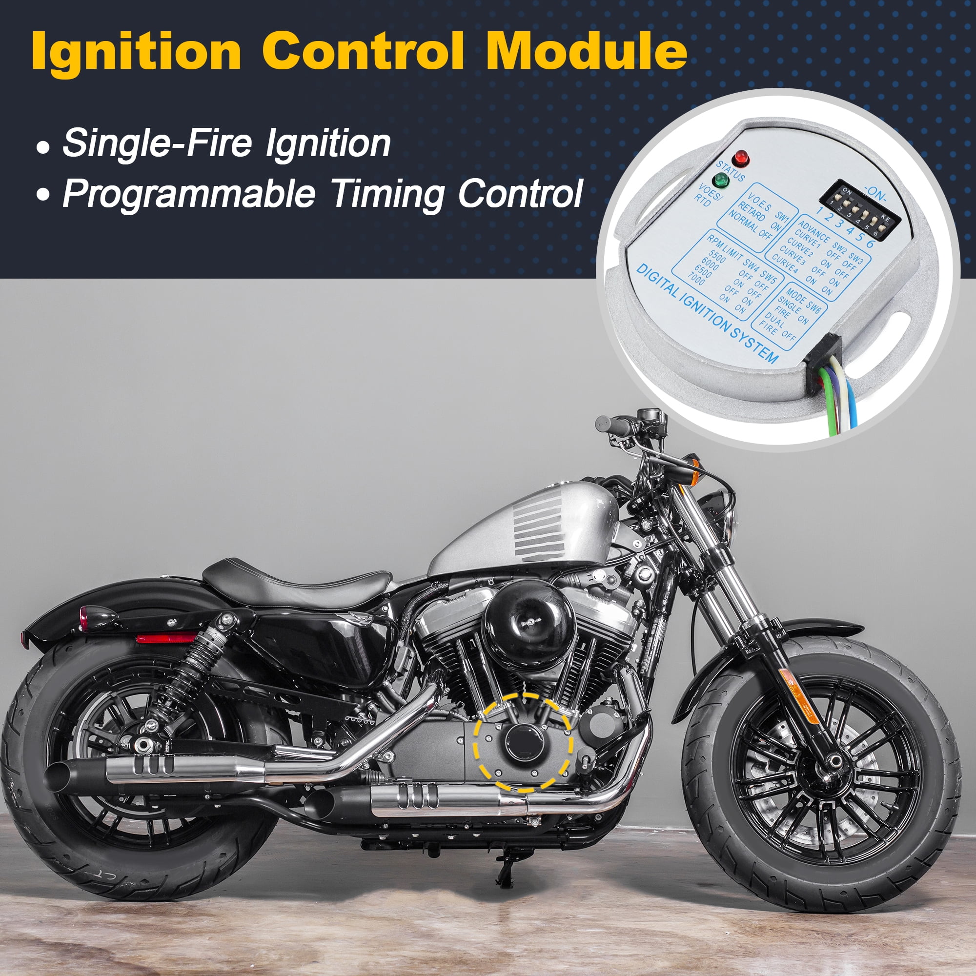Unique Bargains 53-660 Single Fire Programmable Ignition Coil Kit for Harley