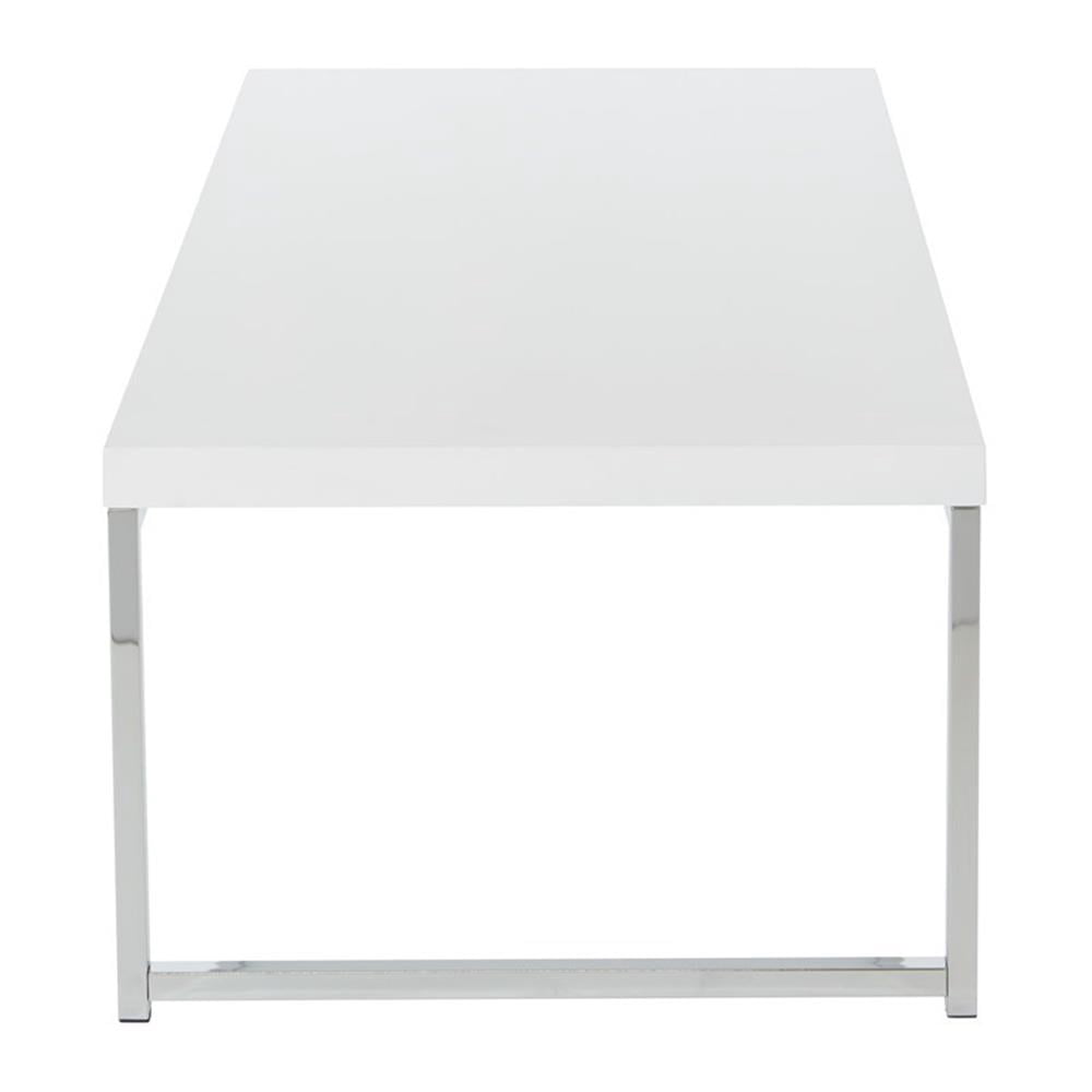 OSP Home Furnishings Wall Street Coffee Table. Chrome/White Finish.