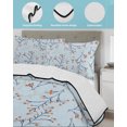 thumbnail image 4 of Fantasy Blue Flower,Twin XL Size Down Alternative Comforter,Lightweight Comforter Quilt Bedding Set with Pillow Shams Vintage Botanical Plant Navy Blue Orange Bed Comforter Duvet Insert 68"x98", 4 of 7