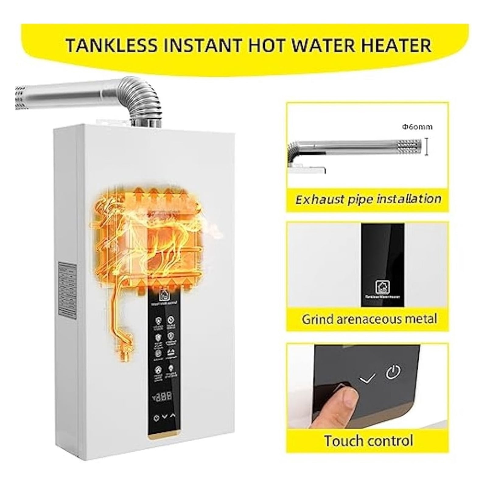 Tankless Water Heater Natural Gas,Instant Hot Gas Water Heater,Indoor 3.18 ,Constant Natural Water Heater ,Safety Protections
